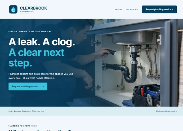 Clearbrook Plumbing website design concept