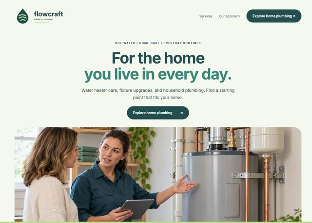 Flowcraft Home Plumbing website design concept