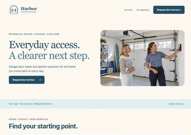 Harbor Garage Studio website design concept