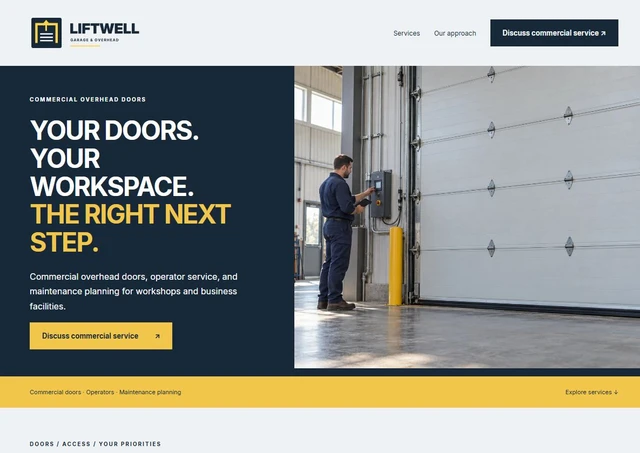 Liftwell Garage Doors website design concept